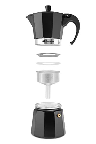 Orbegozo KFN 610 - Italiaans koffiezetapparaat van aluminium, capaciteit: 6 kopjes, ergonomische handgreep, veiligheidsventiel, afneembaar filter, zwart - Image 7