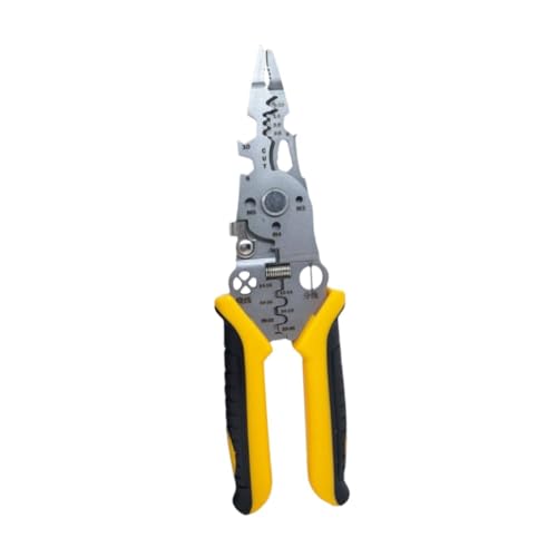Fonowx Strippers de Alambre Versátiles Y Una Herramienta de Enrging para Electricistas, Mango Negro Amarillo