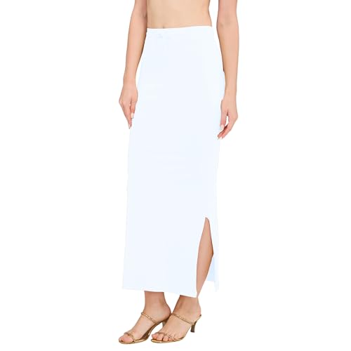 Image of DESI GIRL Cotton Lycra Stretchable Saree Shapewear Petticoat with Drawstring for Women | Fishcut Saree Petticoat with Side Slit for Easy Movement | Saree Shaper | Long inskirt