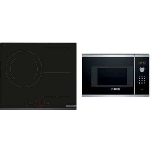 Bosch Set Integrable: Placa Inducción 60cm Serie 6 + Microondas 20L Serie 4, Home Connect, Negro