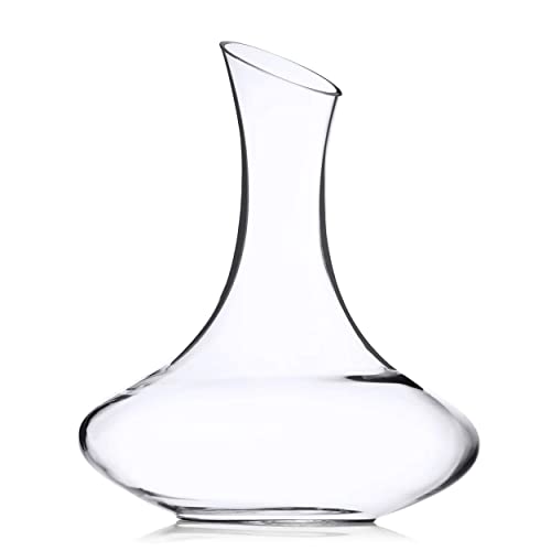 Culinaire Crystal Glass Wine Decanter - 60 Ounce Large Aerator or Carafe for White and Red Wine - 1800 ml Capacity - Gifts for Wine Lovers and Accessories