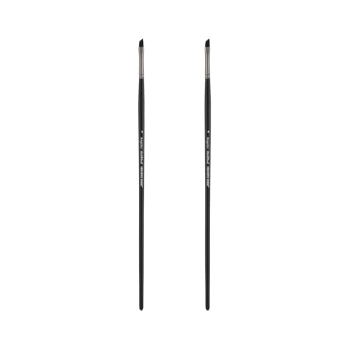 Black Swan Synthetic Red Sable Paint Brushes - Angular Size # 4 - Set of 2 - Professional Quality Long Handle Paint Brushes for Oil, Heavy Body Media and Acrylic - Artists of All Levels