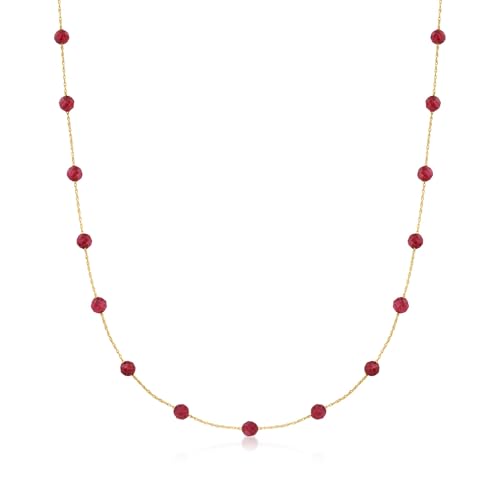 Ross-Simons 14.00 ct. t.w. Ruby Bead Station Necklace in 10kt Yellow Gold
