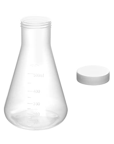Flasque Erlenmeyer 500ml QWORK avec bouchon à vis étanche pour laboratoire