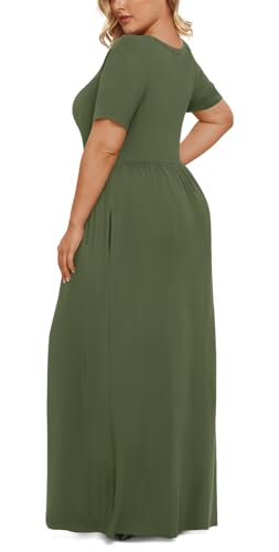 Image of LONGYUAN Women's Plus Size Maxi Dresses Summer Short Sleeve Casual Long Dress 2026 XL-6XL