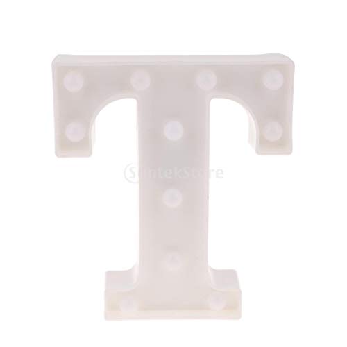Amuzocity LED Alfabeto Luz Marquesina Letra Luz Alfabeto Iluminar Letrero Blanco Cálido - Un, T