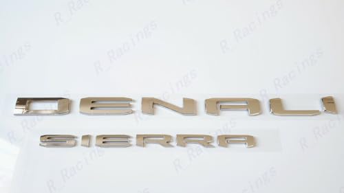 Image of 4Pcs Set 19-23 Denali DENALIHD Sierra Emblems 3D Letters Badges NAMEPLATE Stickers Decal Replacement for Sierra 1500 2500HD 3500HD Denali HD 23400374 (Chrome)