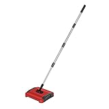 Teppich-Kehrmaschine Teppichboden Sweeper Cleaner Hand Push Automatischer Besen for Home Office Teppiche Staubabfälle Papierreinigung mit Pinsel Für Hartholzoberflächen, Holzböden ( Color : Red )