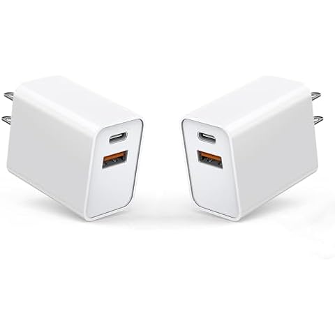 2Pack USB C Charger Block, Dual Port PD Wall Charger [USB C+ USB A Port] Power Adapter Fast Charging,Double Fast Plug Charging Block for iPhone 15/14/13/12/11/Pro Max/XS/XR/X,iPad,Galaxy and More Cover