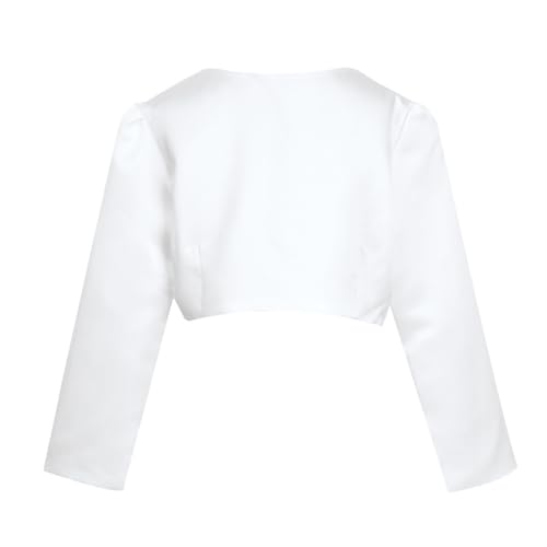 Kids Girls Long Sleeve Satin Short Cardigan Bolero Shrug Wedding Flower Girl Dress Cover Up2