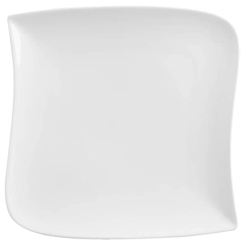 SG Secret de Gourmet - Lot de 6 assiettes carrees vague blanc