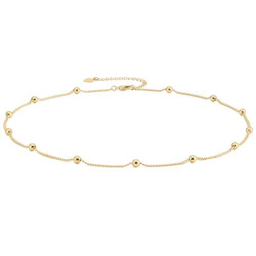 KOOUNUATA Dainty 18K Gold Fashion Choker Necklace Short Adjustabl...