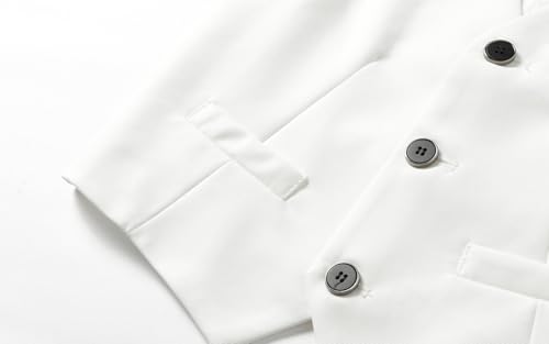 Boys Formal Suit Vest Solid 3 Button Adjustable Back Strap Vests with Pockets 5T-16Y4