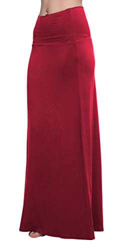 Image of Urban CoCo Women's Stylish Spandex Comfy Fold-Over Flare Long Maxi Skirt
