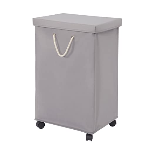 STORAGE MANIAC Cesta de ropa sucia con ruedas, 80 L de alto con ruedas, cesta de ropa sucia XL con asa, cesta de ropa independiente para dormitorios, baño, sala de estar, con tapa, color gris