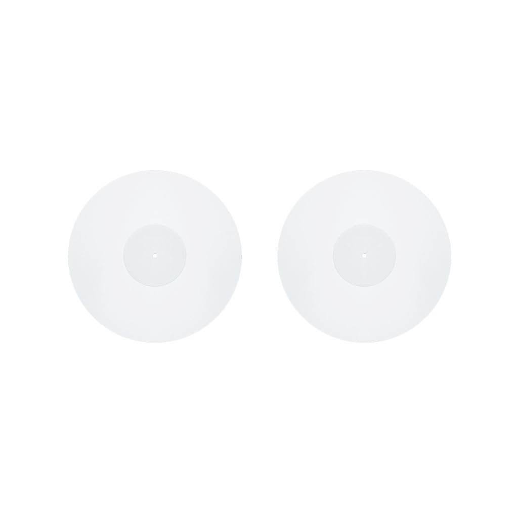 Set di 2 tappetini per giradischi in acrilico da 30,5 cm, per giradischi in vinile, bianco, diametro: 29,5 cm