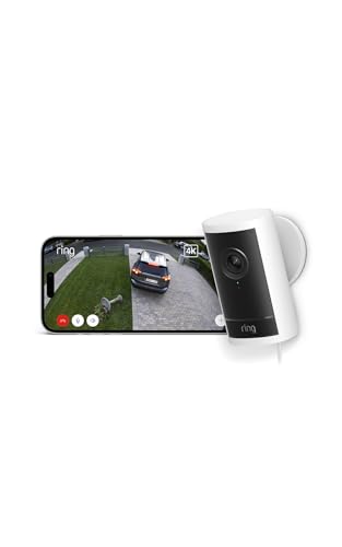 Ring Videocamera esterna Pro Plug-In (Outdoor Camera Pro, ultimo modello), Videocamera di sicurezza, Retinal 4K, zoom 10x, Prova gratuita di 30 giorni piano d'abbonamento Ring