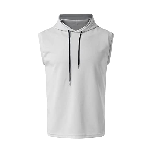 Chaleco para hombre elegante deportivo, chaleco para hombre con capucha, chaleco sin mangas para hombre, chaleco deportivo con cordón, holgado, chaleco informal ligero, cómodo para el aire libre, para