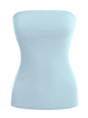 Image of MixMatchy Women's Stretchy Strapless Tube Top Y2K Bandeau Top