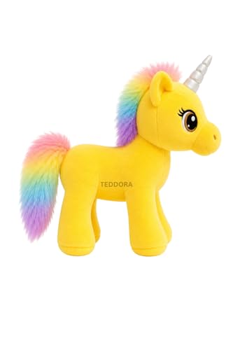 Image of Angel Unicorn Soft Toy for Girls Boys Kids,Yellow,Unicorn Animal Plush Stuffed Baby Teddy Gift Birthday, 30 cm