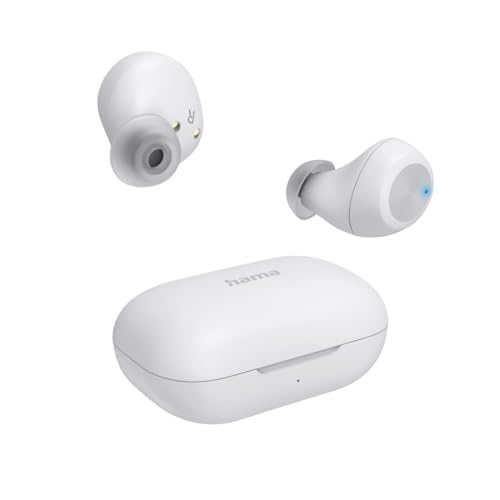 Hama Bluetooth Kopfhörer In Ear (3 Equalizer Modi, TWS Kopfhörer mit Mikrofon, Bluetooth Headset mit Touch Control, Sprachsteuerung, Passive Geräuschunterdrückung, spritzwassergeschützt) weiß