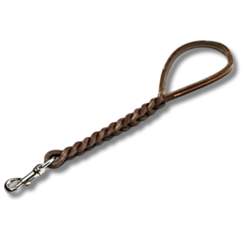 Pet's Market - Guinzaglio per cane in cuoio doppia treccia taglia piccola media grande disponibile in diverse misure (45 cm)