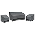 Loriano 3-Piece Patio Furniture Chair Covers Set, Outdoor 600D Heavy-Duty Waterproof, Fits 3 Seater Sofa 79"x35"x33"& 2 Chairs 33"x35"x33", All-Weather Windproof Protection for Deck, Backyard (Gray)