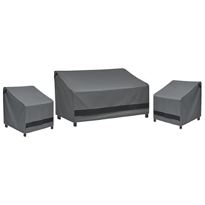 Loriano 3-Piece Patio Furniture Chair Covers Set, Outdoor 600D Heavy-Duty Waterproof, Fits 3 Seater Sofa 79"x35"x33"& 2 Chairs 33"x35"x33", All-Weather Windproof Protection for Deck, Backyard (Gray)