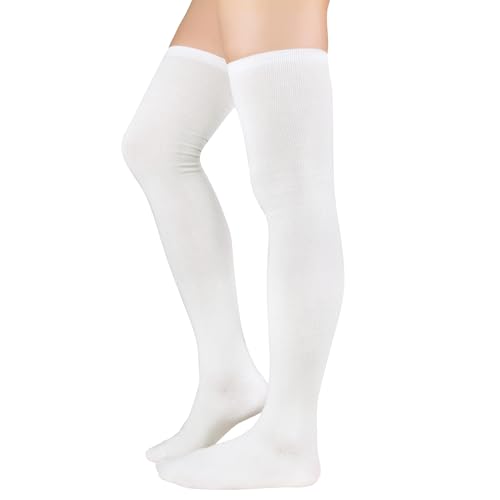 Image of Zando Womens Thigh High Socks Over The Knee Tube Leg Warmers Stocking Cotton Cosplay Long Solid Leggings Sock