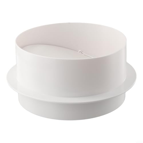 Emiif Air Duct Control Check Valve, 80-200mm White ABS Exhaust Fan Pipe Accessory Duct Ventilation System Pipe Connector(200MM)