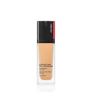 Shiseido Synchro Skin Self-Refreshing Foundation SPF 30, 350 Maple – Medium, Buildable Coverage + 24-Hour Wear – Waterproof & Transfer Resistant – Non-Comedogenic