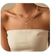 Robaice Lariat Necklace For Women, Long Chain Necklace For Women, Drop Necklace For Women, Layere...