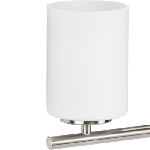 Image of Progress Lighting 4-Light Etched White Glass Modern Bath Vanity Light, Replay Collection, Brushed Nickel (P2160-09)