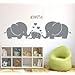 Cute Three Elephant Family Wall Decal Home Where Love Never Ends With Hearts Wall Decals for kid Room Room Decor Baby Nursery(GREY)
