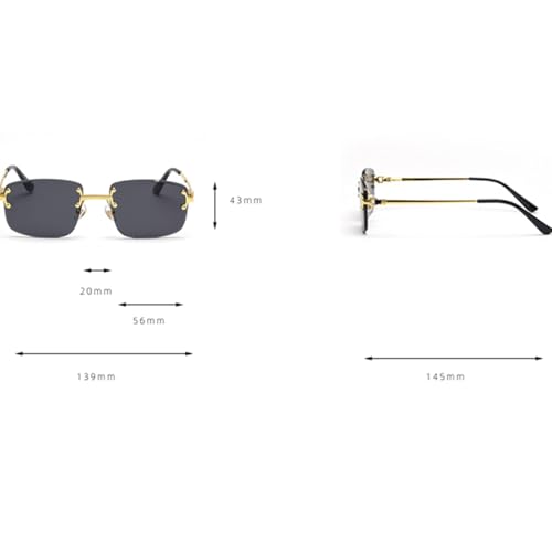 Gradient Lens Metal Sunglasses Rimless Blue Uv400 Brown Women Sun Glasses for Men2