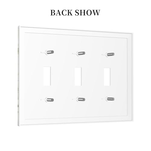 Decorative Switch Plate Covers Rustic Ink Green Leaves White Florals Flower 3 Gang Light Switch Cover Plate Triple Toggle Wall Plate Light Switch Covers for Bedroom Home Decor