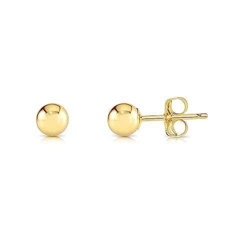 14k Yellow Gold Polished Ball Stud Earrings with Butterfly Pushback