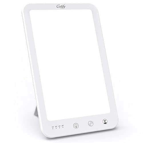 Light Therapy Lamp - Cotify UV-Free 10000 Lux Therapy Light, LED Sun Lamp with Large Size Screen, Bright White Light, Adjustable Brightness, Timer, and Memory Function for Home/Office Use