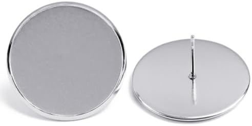 Stainless Steel Round Earring Setting Posts Silver 40pcs for Women image 3