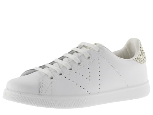 victoria Basket Tenis Piel & Trasera Glitter & Logotipo Troquelado 1125104 para Mujer Cava 41