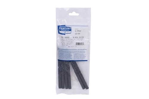 Image of Century Drill & Tool 24123 Pro Grade Black Oxide Drill Bit, 23 /64 inch, Pro | Straight shank, 4-7 /8 inch overall length, 135 point, cuts steel, wood & plastic, 135 split point