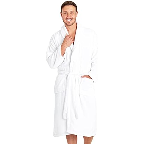 Men Towelling Robe 100% Cotton Terry Towel Bathrobe Dressing Gown Bath Perfect for Gym Shower Spa Hotel Robe Holiday White 3XL Cover
