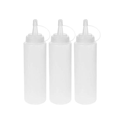 Sauce Bottles, 3Pcs 8oz Seasoning Dispensers 250ml for Condiments Mayonnaise Mustard Hot Sauce and Olive Oil, White Cover
