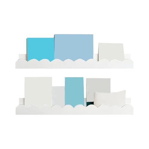Estanterías Flotantes para Libros De Pared,2 Piezas Organizador De Almacenamiento para Pared con Bordes Ondulados,Estante Flotante para Libros de Madera | para Habitación Infantil Baño Cuarto De Bebé