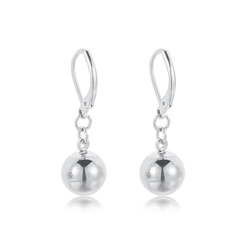 ANAZOZ Boucles d'Oreilles Dormeuses Femme Acier Inoxydable, Pendantes Boule, Argenté, Fantaisie