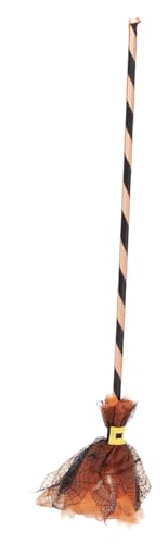 Rubies Vassoura de bruxa laranja teia de aranha infantil, acessório para disfarce, complemento, tamanho único, unissexo, bruxas, Witch para Halloween, carnaval e festas