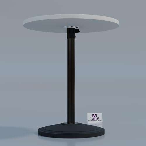 Image of MTANK Adjustable Nightstand with Round Top | Modern C-Shaped Bedside Table for Bedroom | Height Adjustable Wooden Side Table for Bed & Sofa | Multipurpose End Table |(White & Black)|