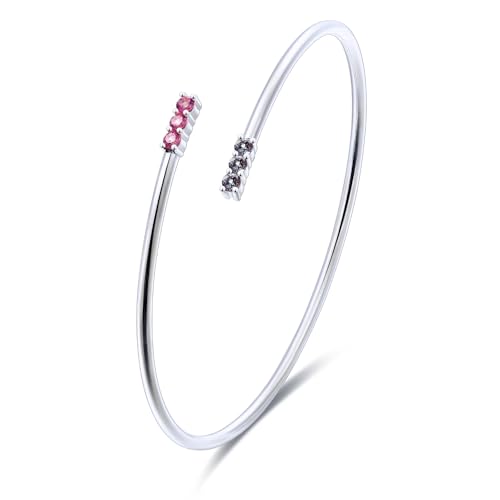 Lab Sapphire Cluster Bracelet, 0.18 CTTW, 14K White Gold Plated, Small