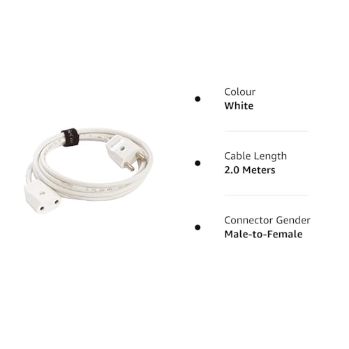SeCro 2-Pin Flexible Male-Female Socket, Round Wire, Extension Cord for Multipurpose Use,Festive Decorations,Diwali,Christmas,etc (2 Meter)