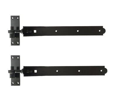 Adjustable Black Gate Hinge Heavy Duty Hook and Band Pair Garden Shed Door 14" - 36" (30") — image 1